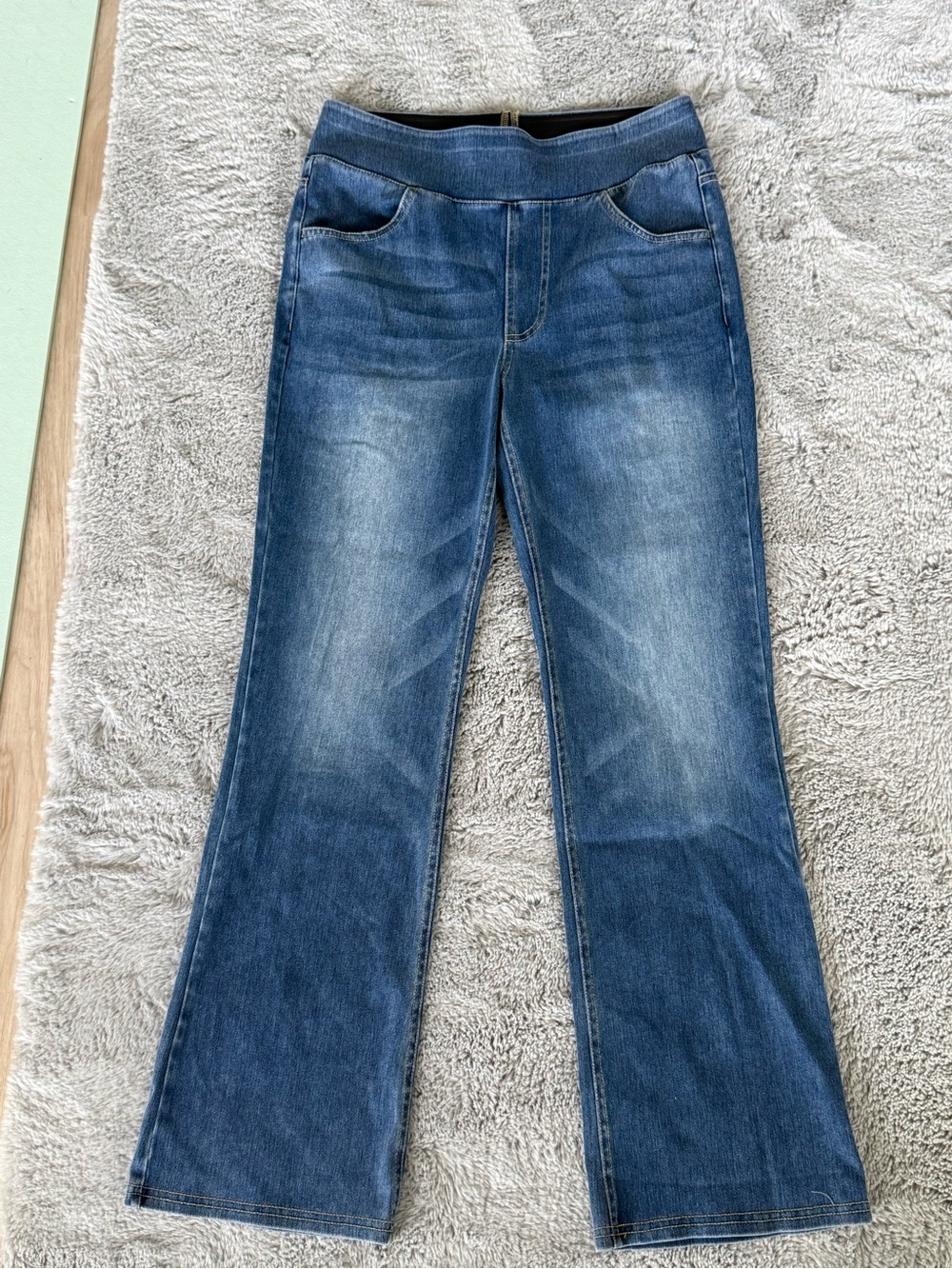 HALARA Medium Blue Wide-Leg Flare Jeans